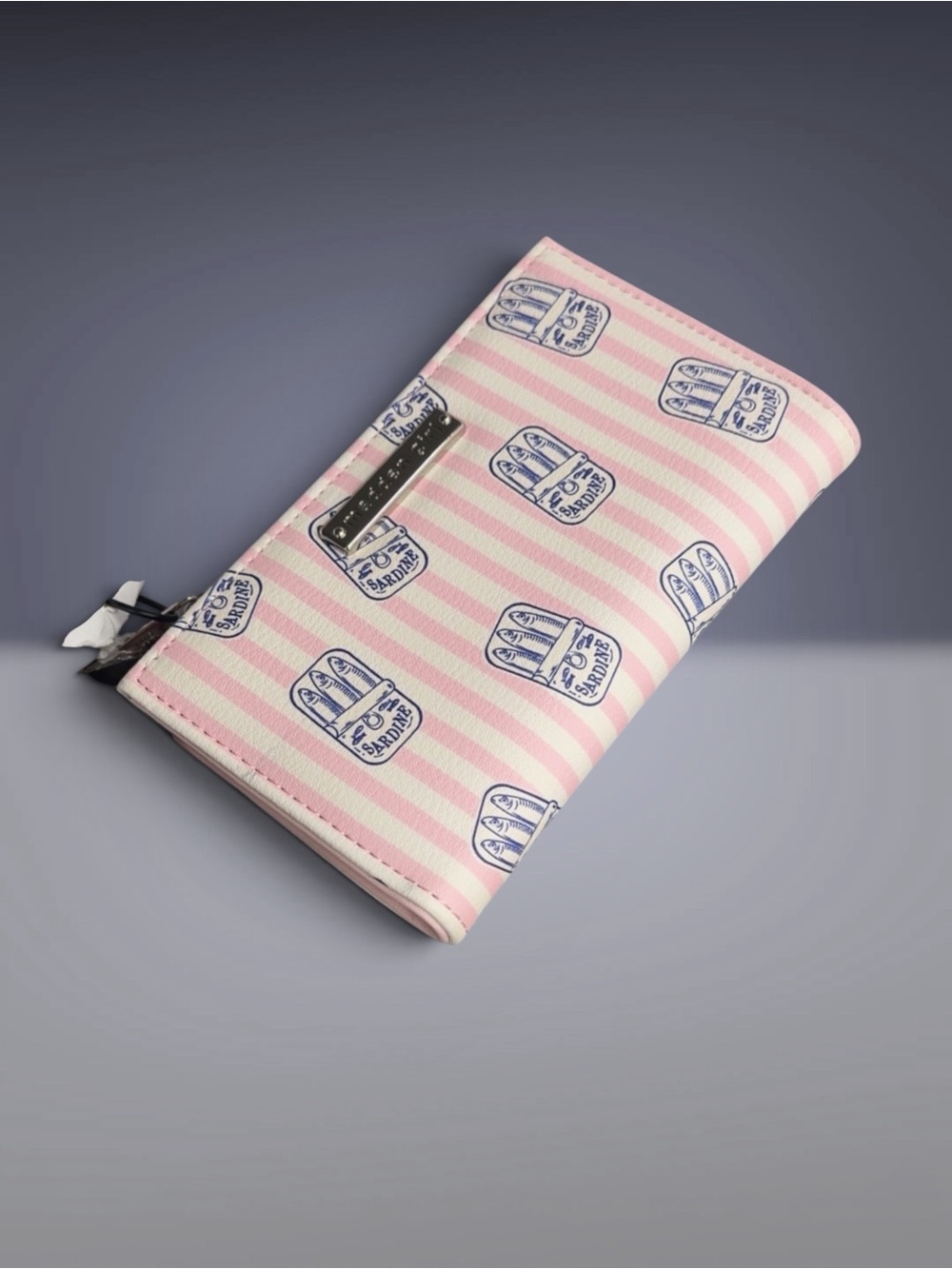 Madden Girl Sardines Pink Stripe Logo Zip Wallet